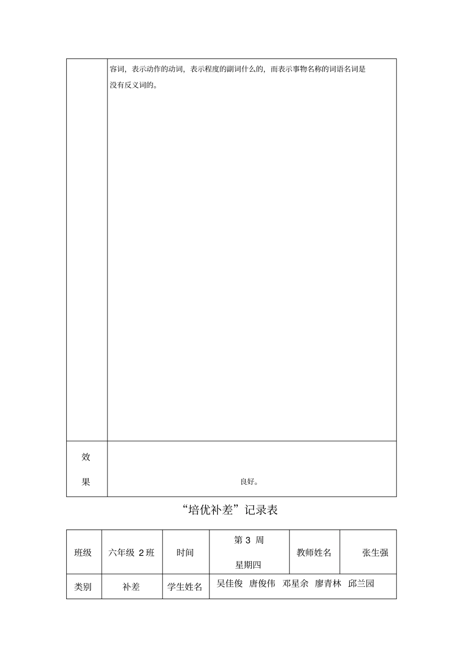 小学六年级语文培优补差活动记录_第2页