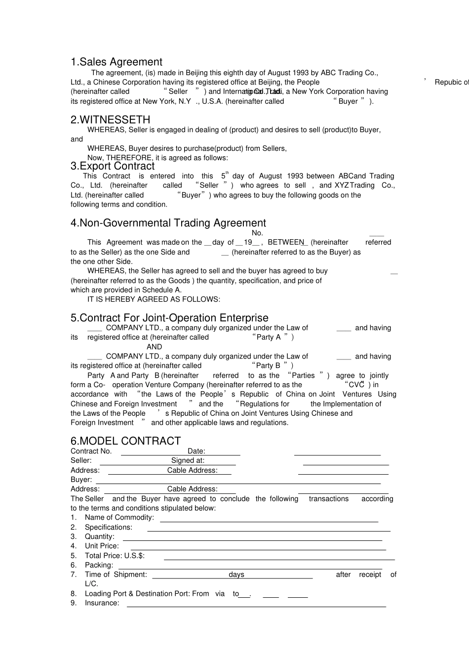 中英文对照版合同翻译样本word版本_第1页