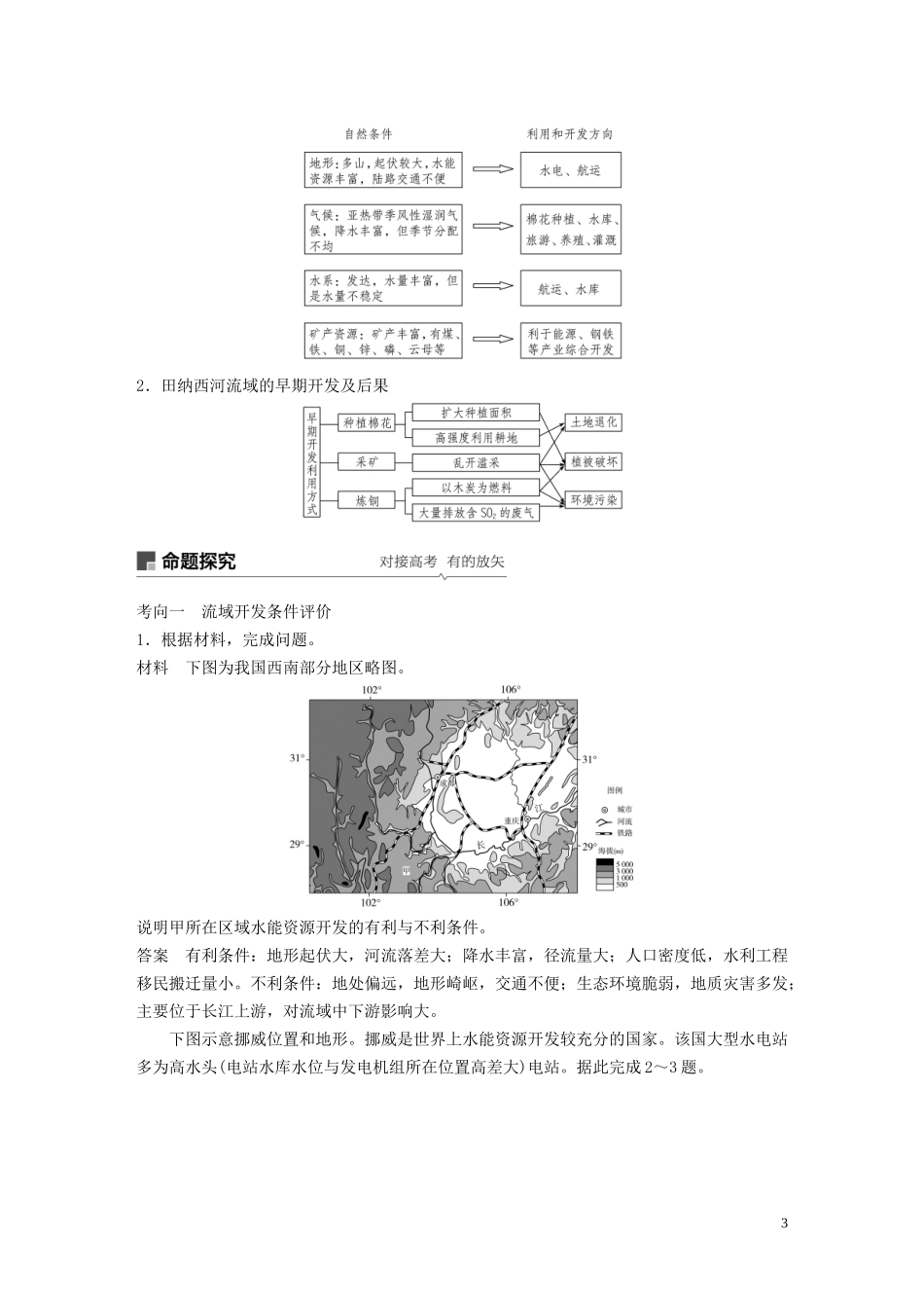 高考地理大一轮复习 第二章 区域可持续发展 第31讲 流域综合治理与开发——以田纳西河流域为例教案（含解析）湘教版必修3-湘教版高三必修3地理教案_第3页