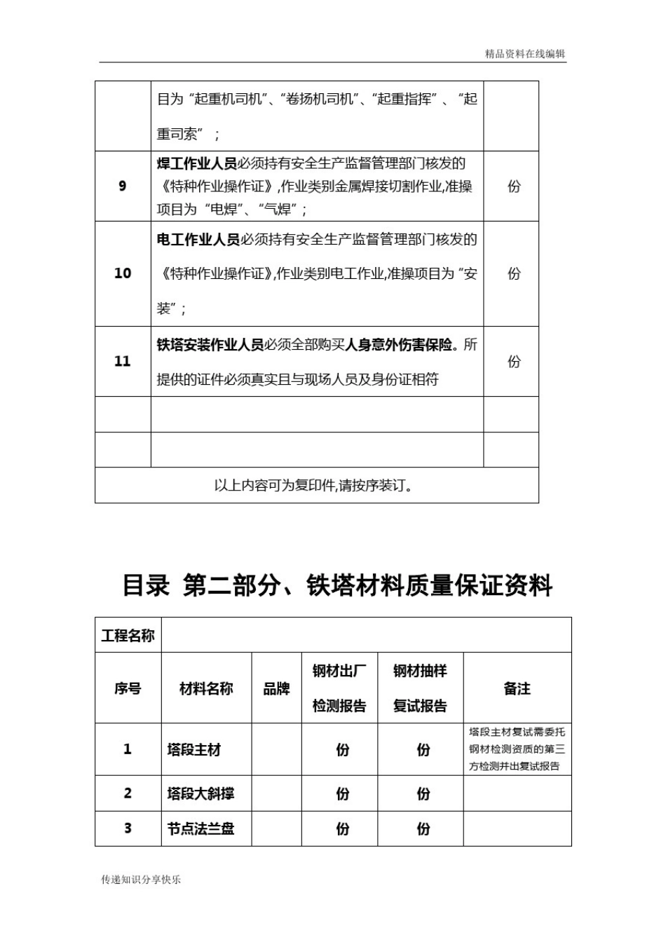 中国移动基站铁塔工程竣工资料模版_第3页