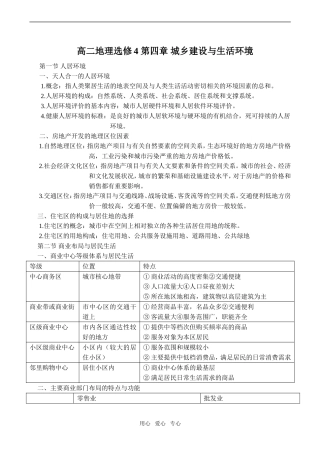 高二地理选修4 第四章 城乡建设与生活环境
