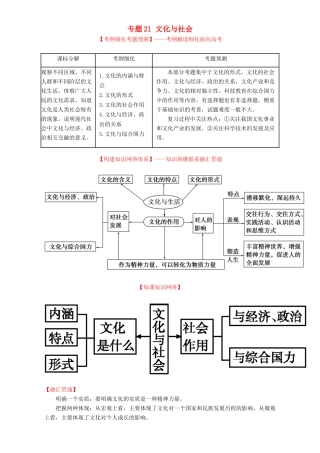 （讲练测）高考政治一轮复习 专题21 文化与社会（讲）（含解析）新人教版必修3-新人教版高三必修3政治教案