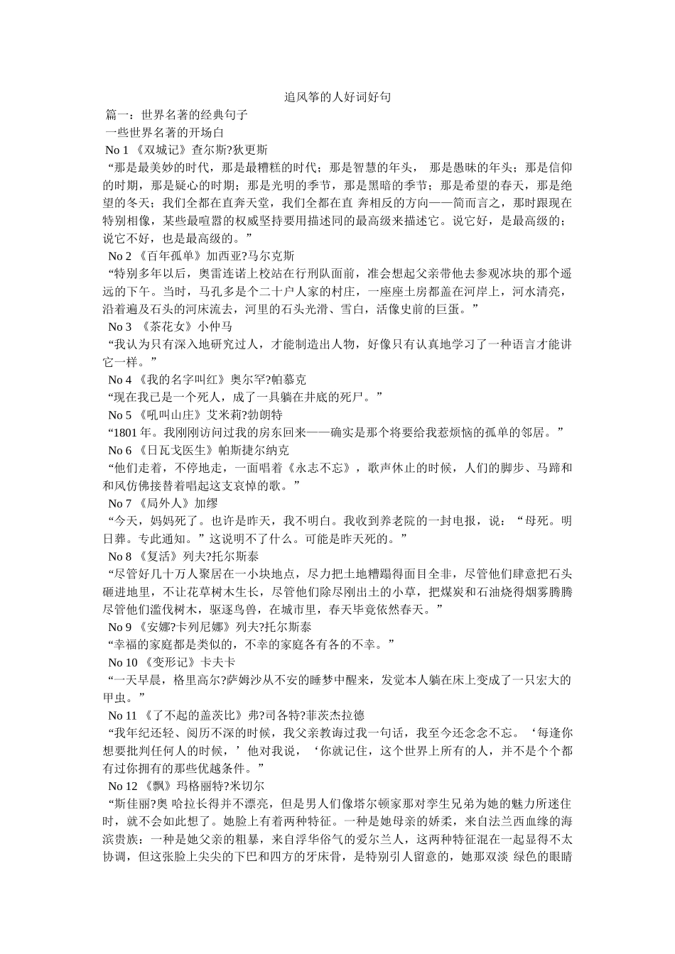 追风筝的人好词好句 _第1页