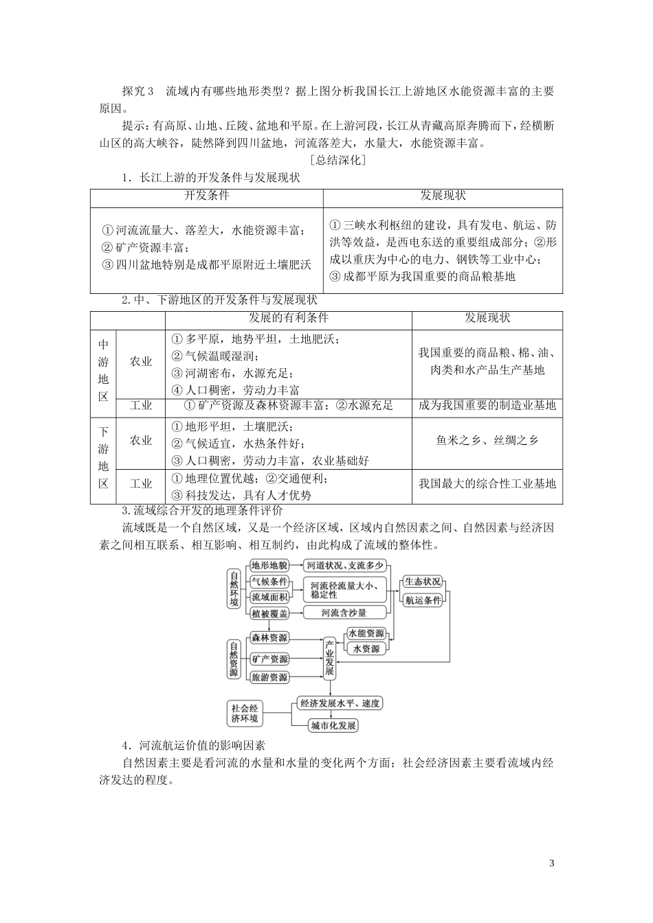 高中地理 第四单元 区域综合开发与可持续发展 第一节 流域综合开发与可持续发展——以长江流域为例教案（含解析）鲁教版必修3-鲁教版高二必修3地理教案_第3页