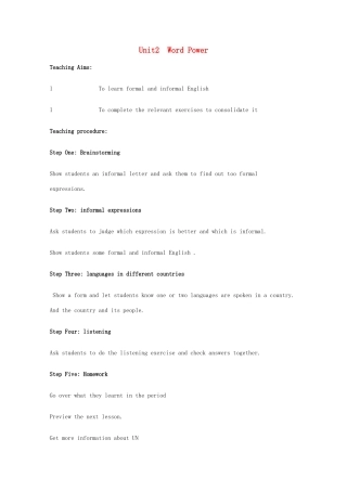 高中英语 Unit2 language-word power精品教案 牛津译林版必修3