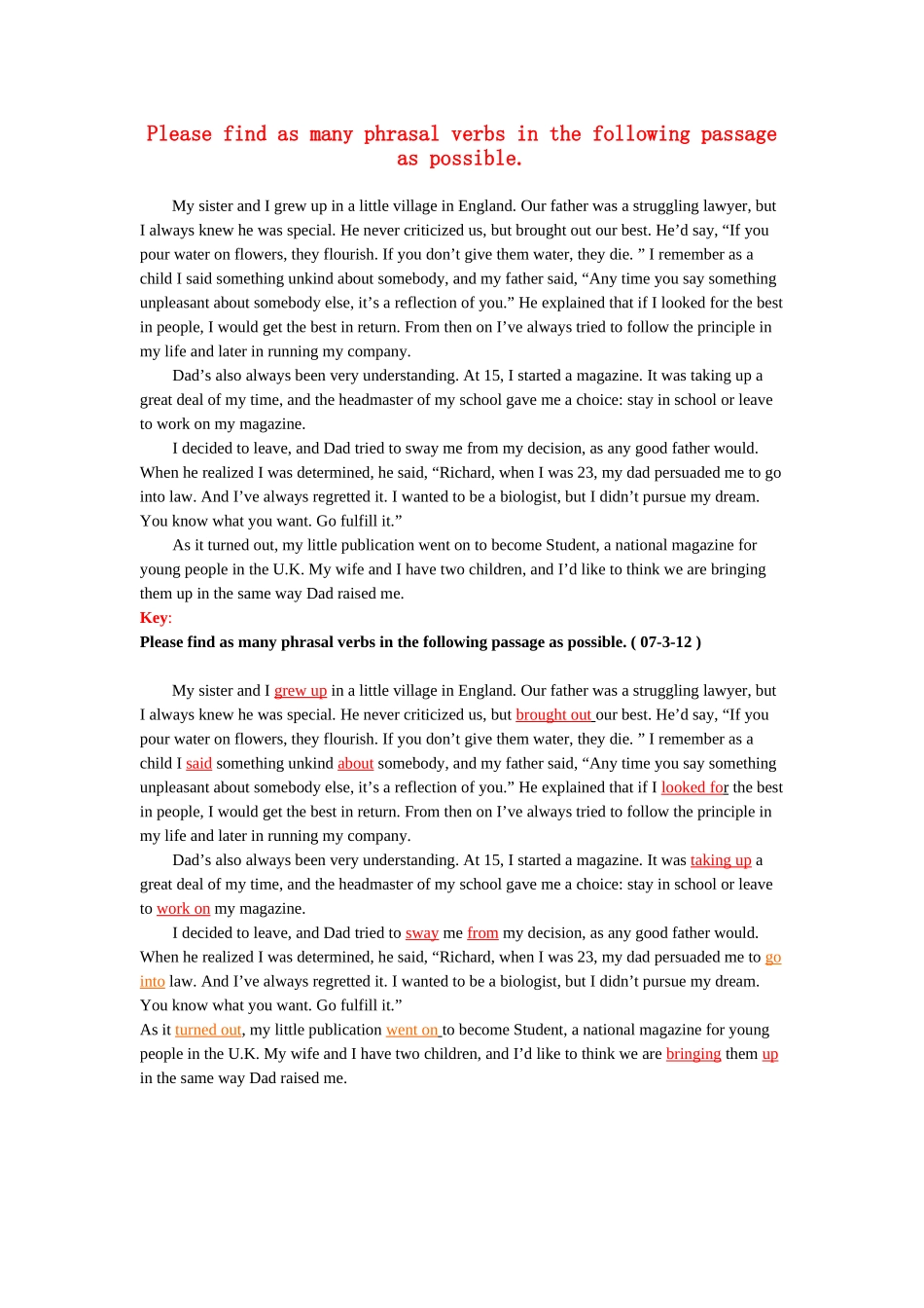 高2-7模块2单元 period 1 Grammar-find phrasal verbs passage_第1页