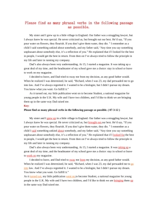 高2-7模块2单元 period 1 Grammar-find phrasal verbs passage
