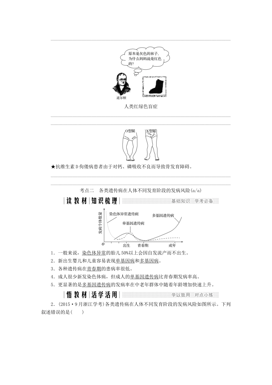 高中生物 第六章 遗传与人类健康 第21课时 人类遗传病的主要类型教案（必修2）-人教版高中必修2生物教案_第3页