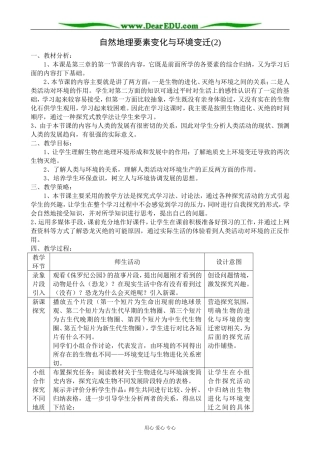 高中地理自然地理要素变化与环境变迁教案(2)湘教版 必修1