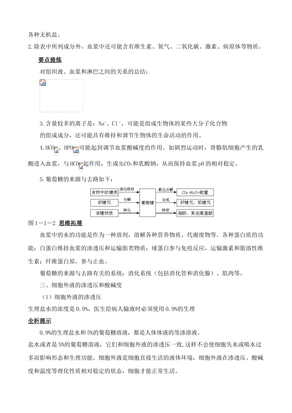 高中生物细胞生活的环境 教材分析 新课标 人教版 必修3_第3页