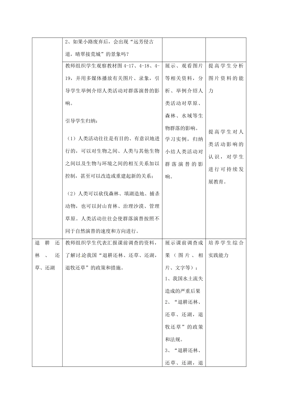 北京市房山区实验中学高中生物《44 群落的演替》教学设计 浙科版必修3_第3页