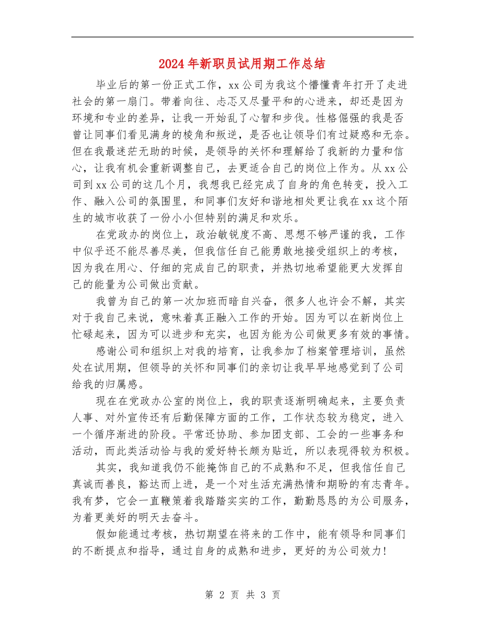 2024年新职员试用期工作总结_第2页