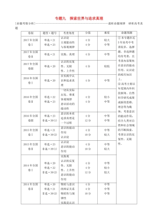 高三政治大二轮复习 专题九 探索世界与追求真理讲义-人教版高三全册政治教案