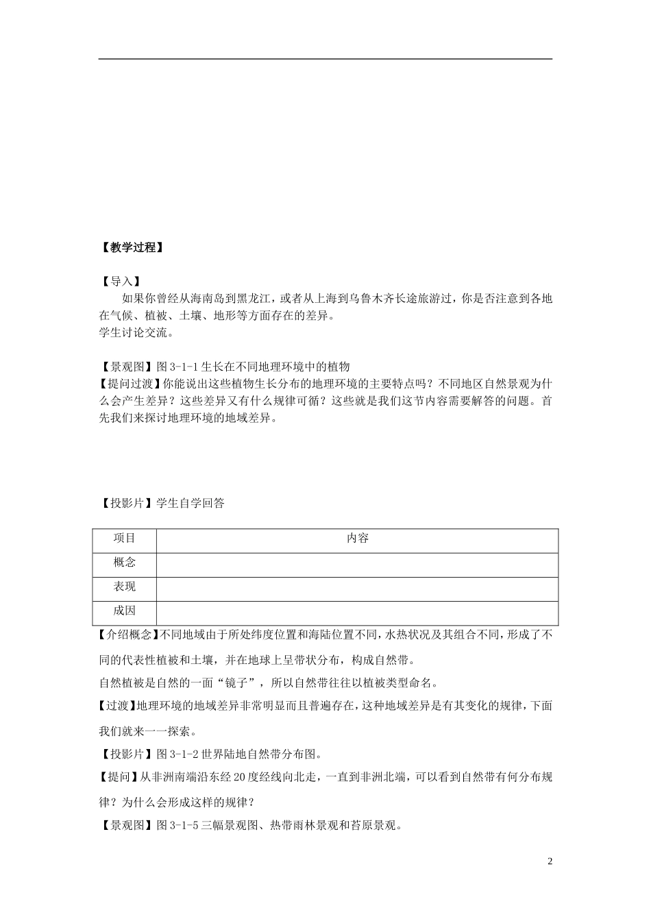 高中地理 第三单元 第一节 地理环境的差异性教案 鲁教版必修1_第2页