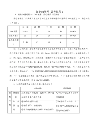 高中生物细胞的增殖 思考过程1 中图版 必修1