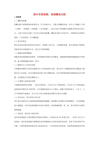 高中生物易错、易混概念比较