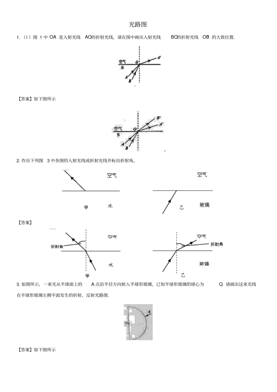 2018年中考物理光路图专题练习题_第1页