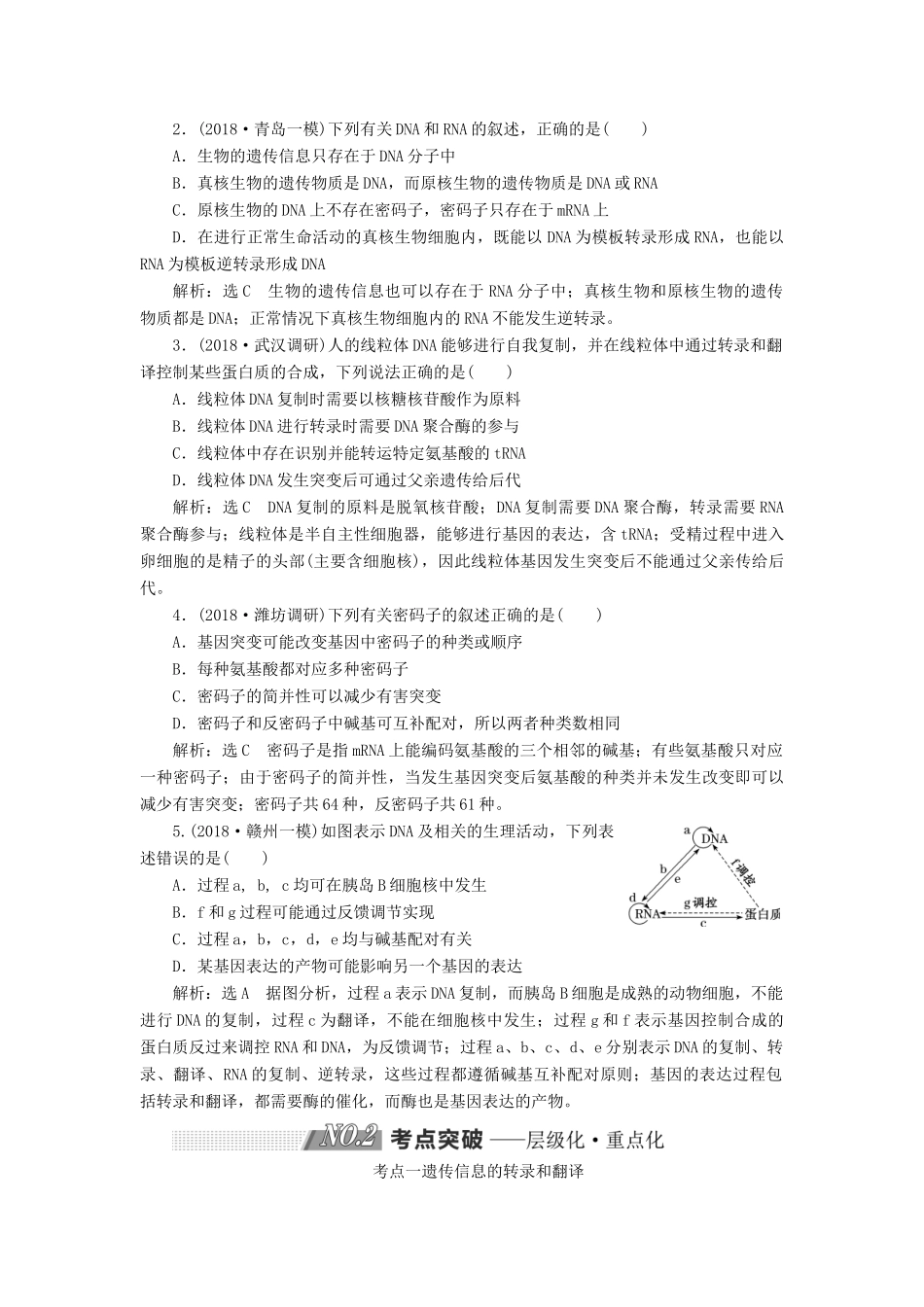 高考生物一轮复习 第六单元 基因的本质与表达 第三讲 基因的表达精选教案-人教版高三全册生物教案_第3页