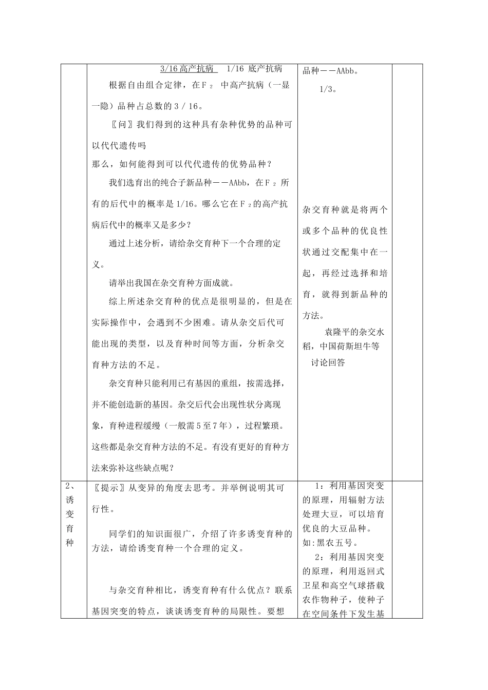 高中生物：6.1《杂交育种与诱变育种》教案（新人教版必修2）_第3页