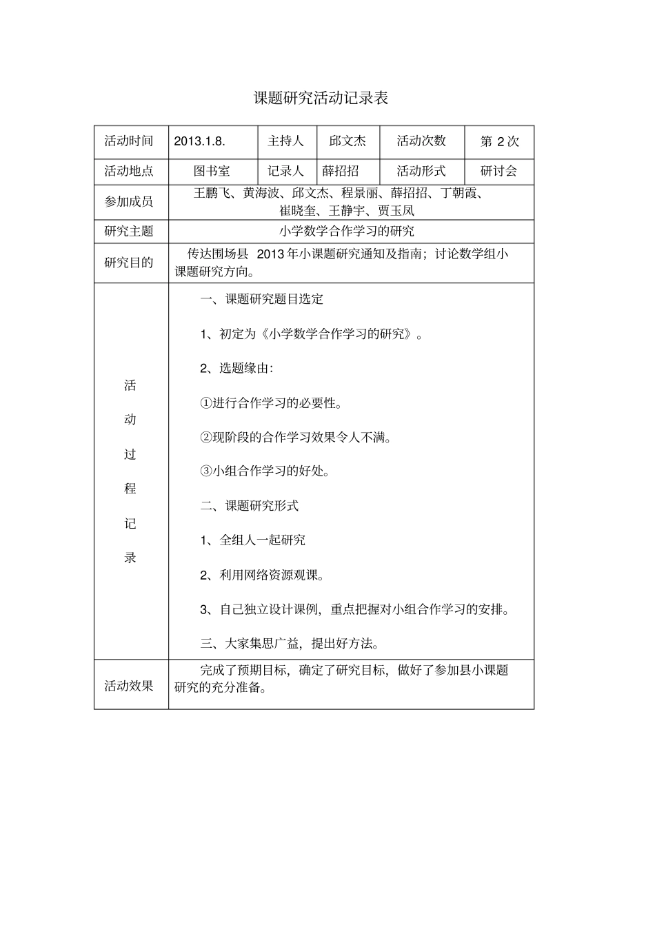 小学数学小课题研究活动记录表(完整资料).doc_第3页