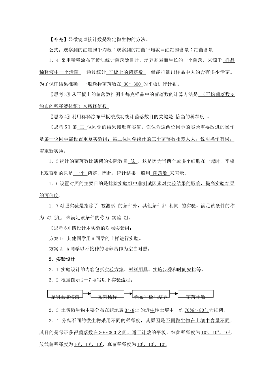 高中生物 2.2《土壤中分解尿素的细菌的分离与计数》教案 新人教版选修1_第2页