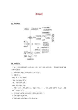 高中生物 第四章 细胞的增殖与分化 章末总结教案 浙科版必修1-浙科版高中必修1生物教案