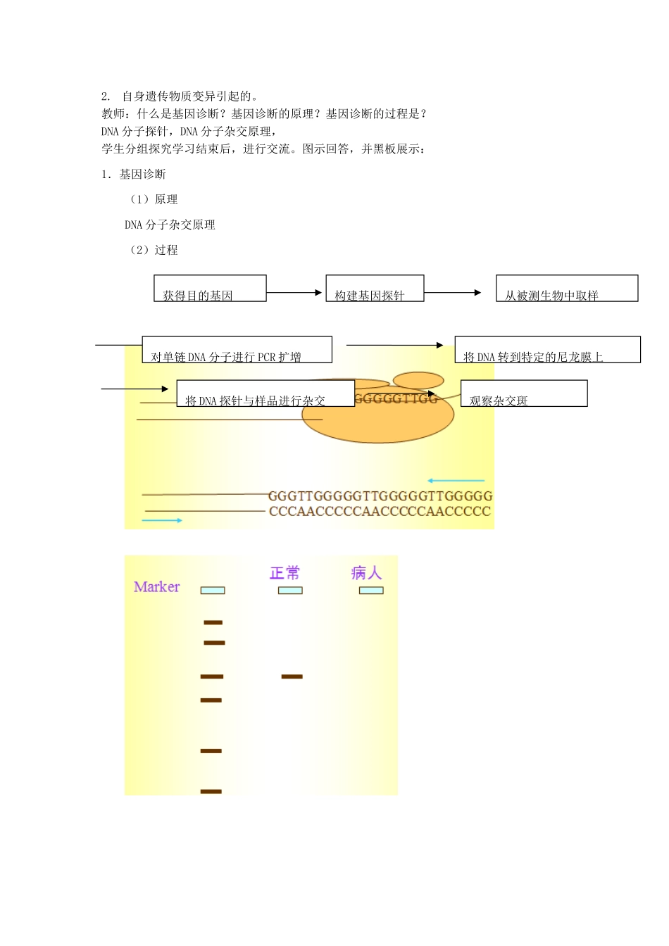 高中生物： 311 基因诊断和基因治疗（教案）中图版选修2_第2页