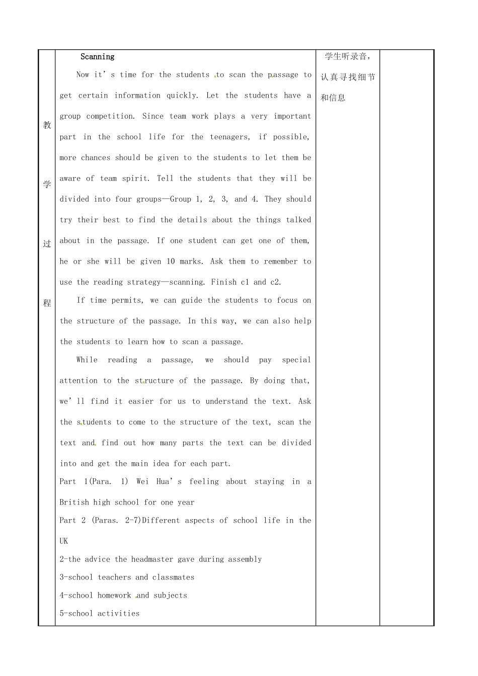 高中英语 Module 1 Unit 1 School life Reading教案 牛津泽林版必修1-人教版高一必修1英语教案_第3页