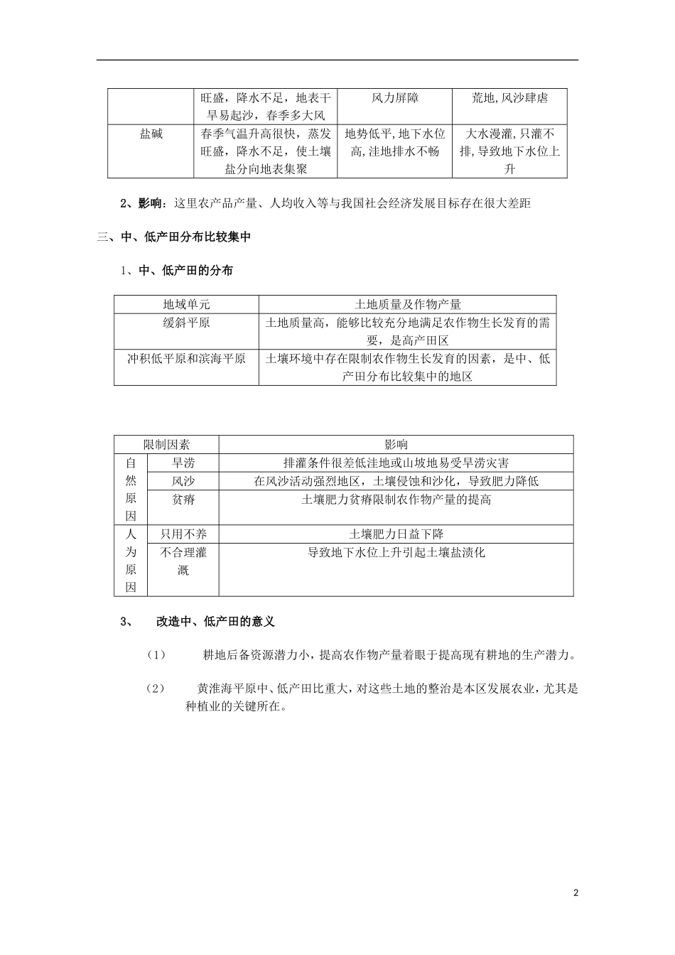 高中地理 6.1 中、低产田治理的地理背景1教案 人教版选修2_第2页