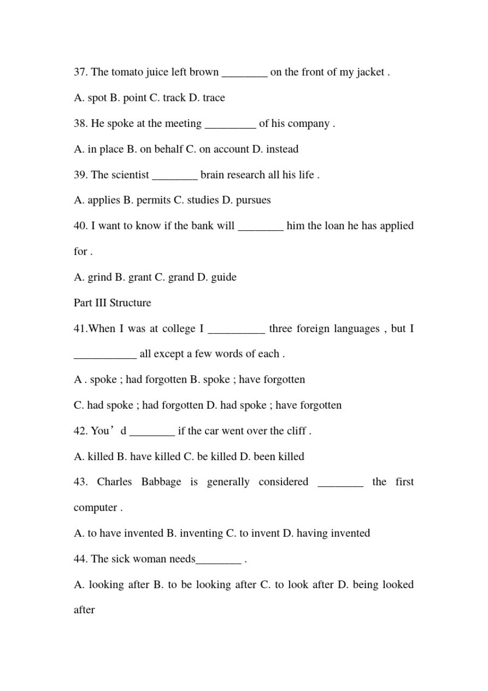 成人英语三级考前押题模拟试卷_第3页
