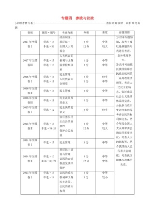 高三政治大二轮复习 专题四 参政与议政讲义-人教版高三全册政治教案