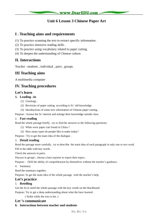 北师版英语必修2 Unit 6 Lesson 3 Chinese Paper Art 3