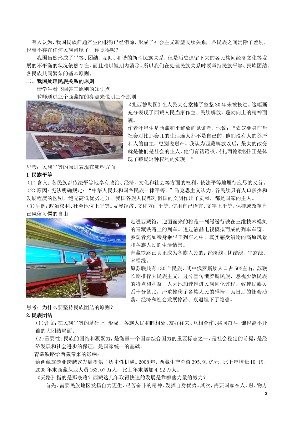 高一政治  处理民族关系的原则教学设计教案 新人教版_第3页