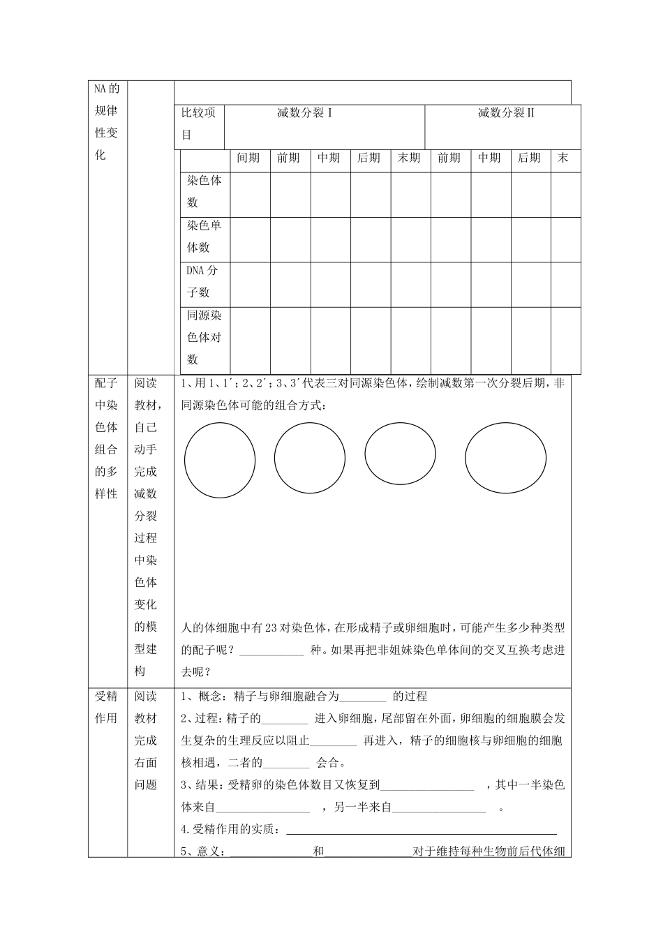 高中生物 第二章第一节减数分裂和受精作用教案（2） 新人教版必修2_第2页