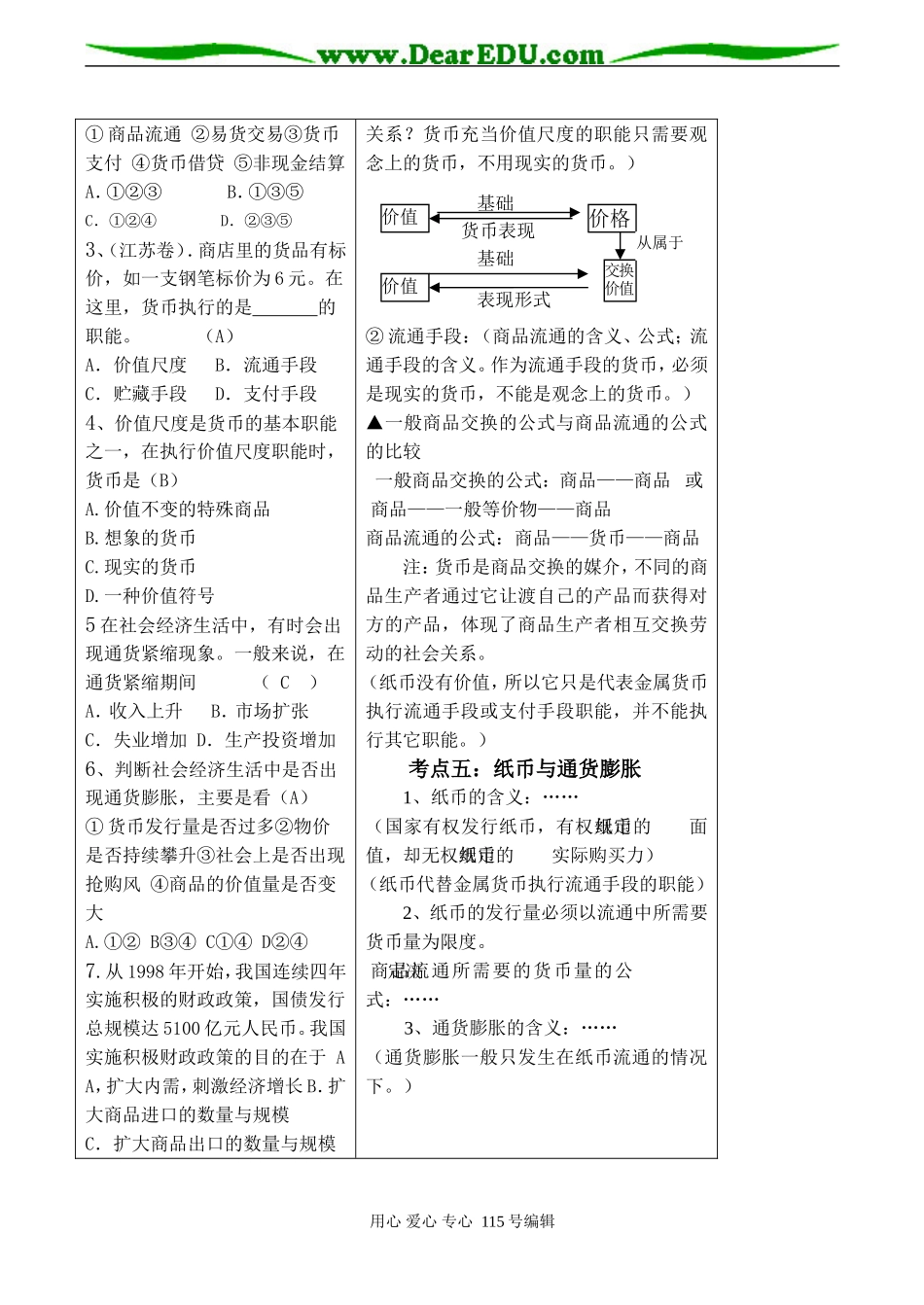 高考政治总复习《货币》教案_第2页