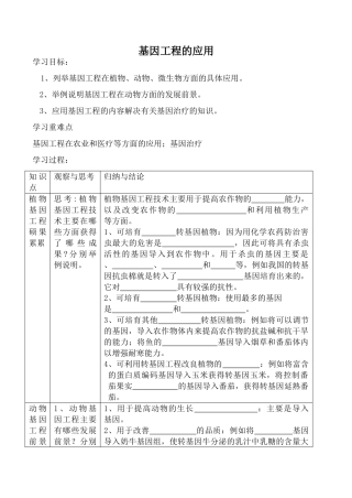 高中生物人教版选修3基因工程的应用2