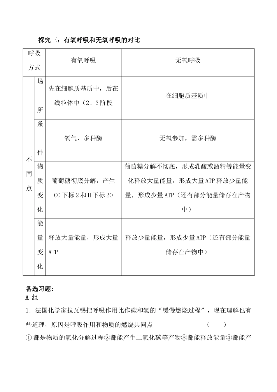 高中生物人教版必修1ATP的主要来源—细胞呼吸2_第3页
