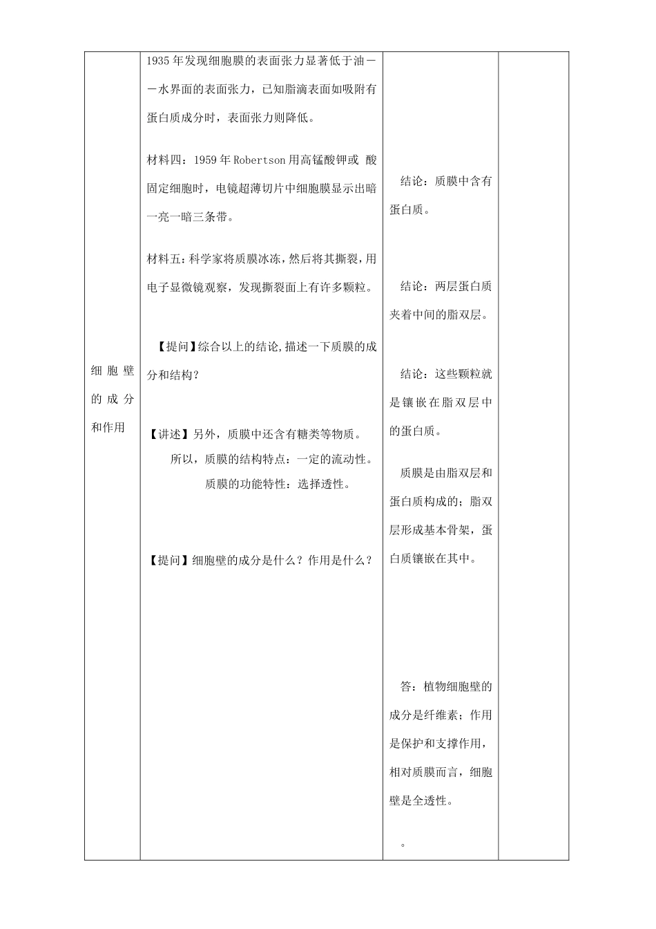 高中生物 细胞膜和细胞壁4教案 浙科版必修1-浙科版高中必修1生物教案_第3页