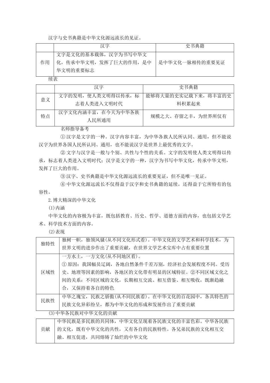 高考政治一轮复习 第11单元 中华文化与民族精神 第26课 我们的中华文化教师用书 新人教版-新人教版高三全册政治教案_第2页