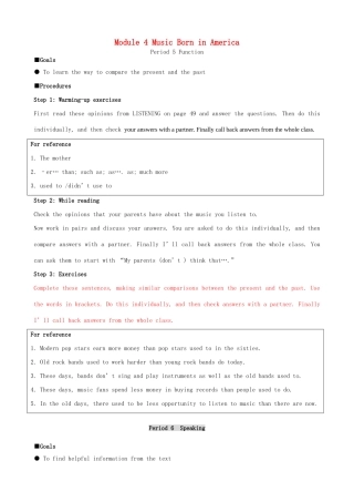 高中英语 Module 4 Music Born in America-(Period 5-6)素材 外研版选修7