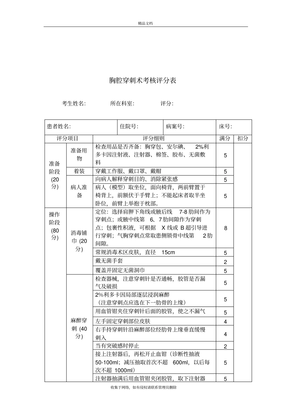 四大穿刺考核评分表资料讲解_第3页