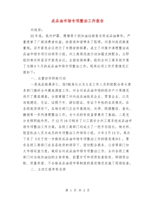 成品油市场专项整治工作报告