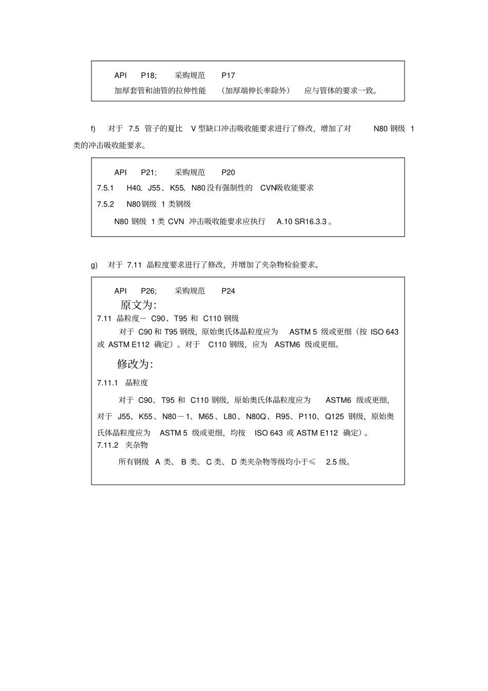中石化油套管采购技术规范对API5CT调整项目整理_第3页