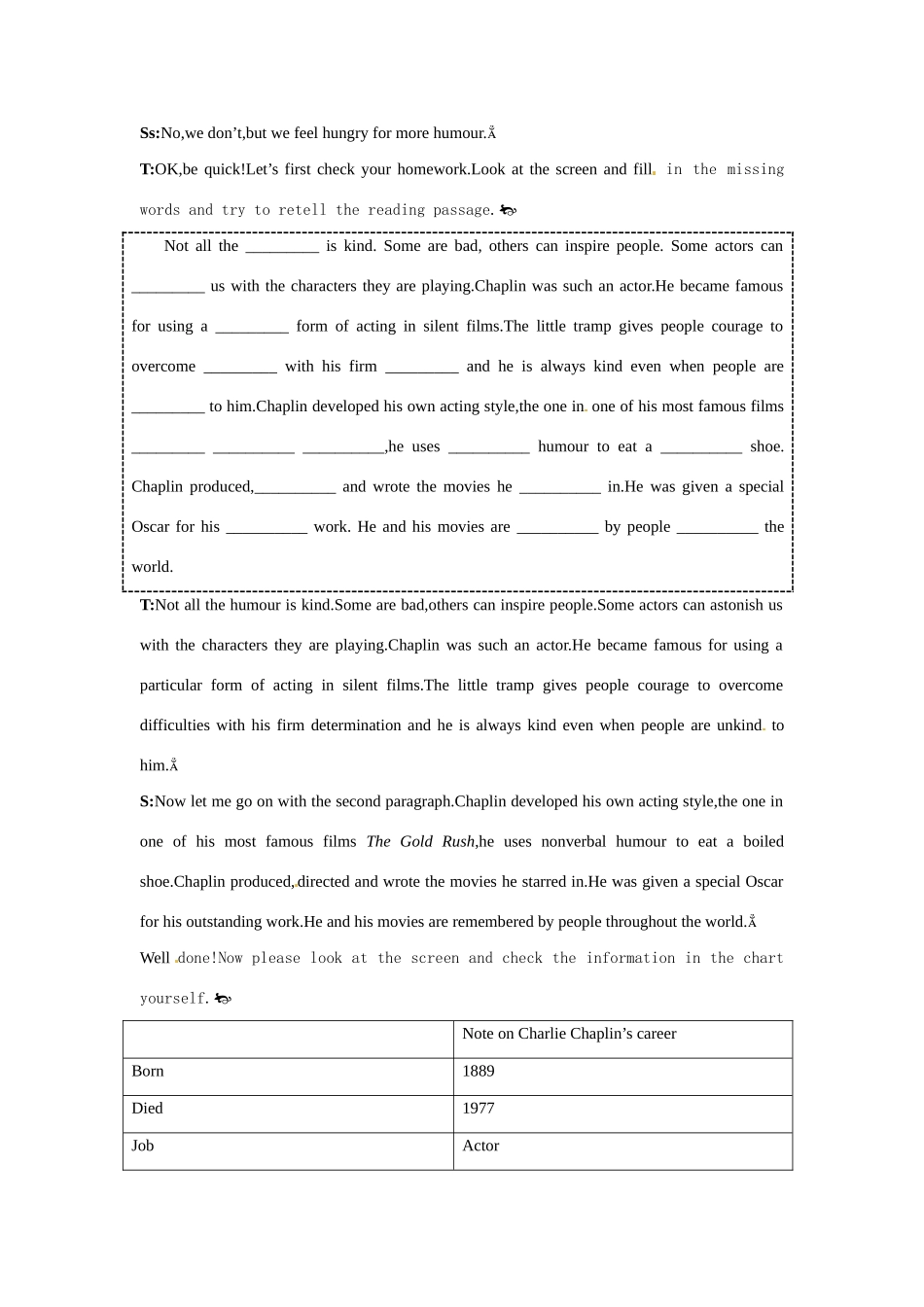 高中英语 Period 3　Extensive Reading（Unit 3 A taste of English humour）优秀教案 新人教版必修4_第2页