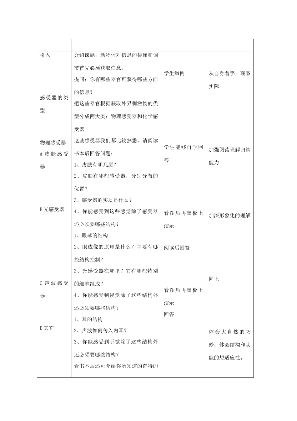 高中生物 第二册 5.1 动物体对外界信息的获取教案（1）沪科版-沪科版高二第二册生物教案_第2页
