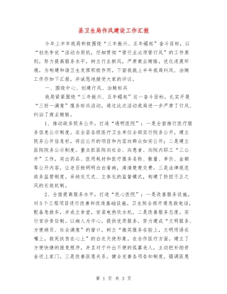 县卫生局作风建设工作汇报