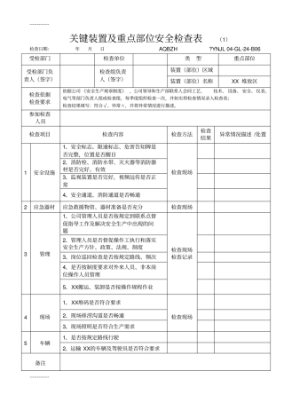 (整理)关键装置重点部位安全检查表