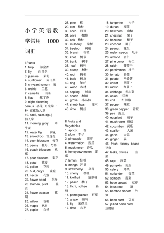 小学英语教学常用1000词汇