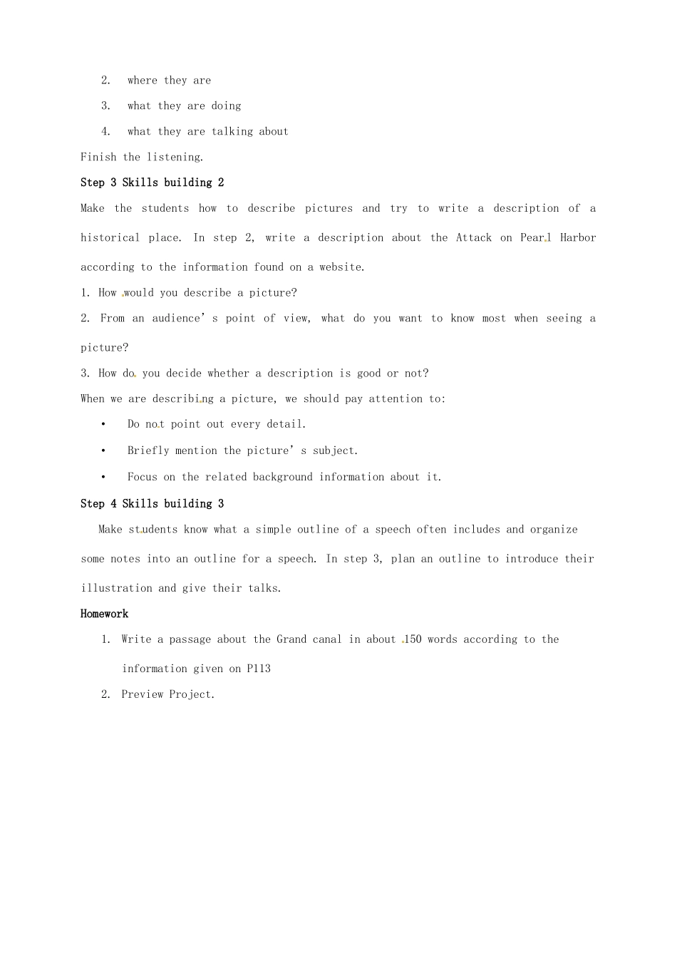 高中英语 Unit3 Grammar and usageTask教案 牛津译林版必修3-牛津版高一必修3英语教案_第2页