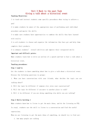 高中英语 Unit3 Grammar and usageTask教案 牛津译林版必修3-牛津版高一必修3英语教案